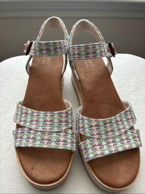 Toms Multicolor Triangle-Print Platform Sandals